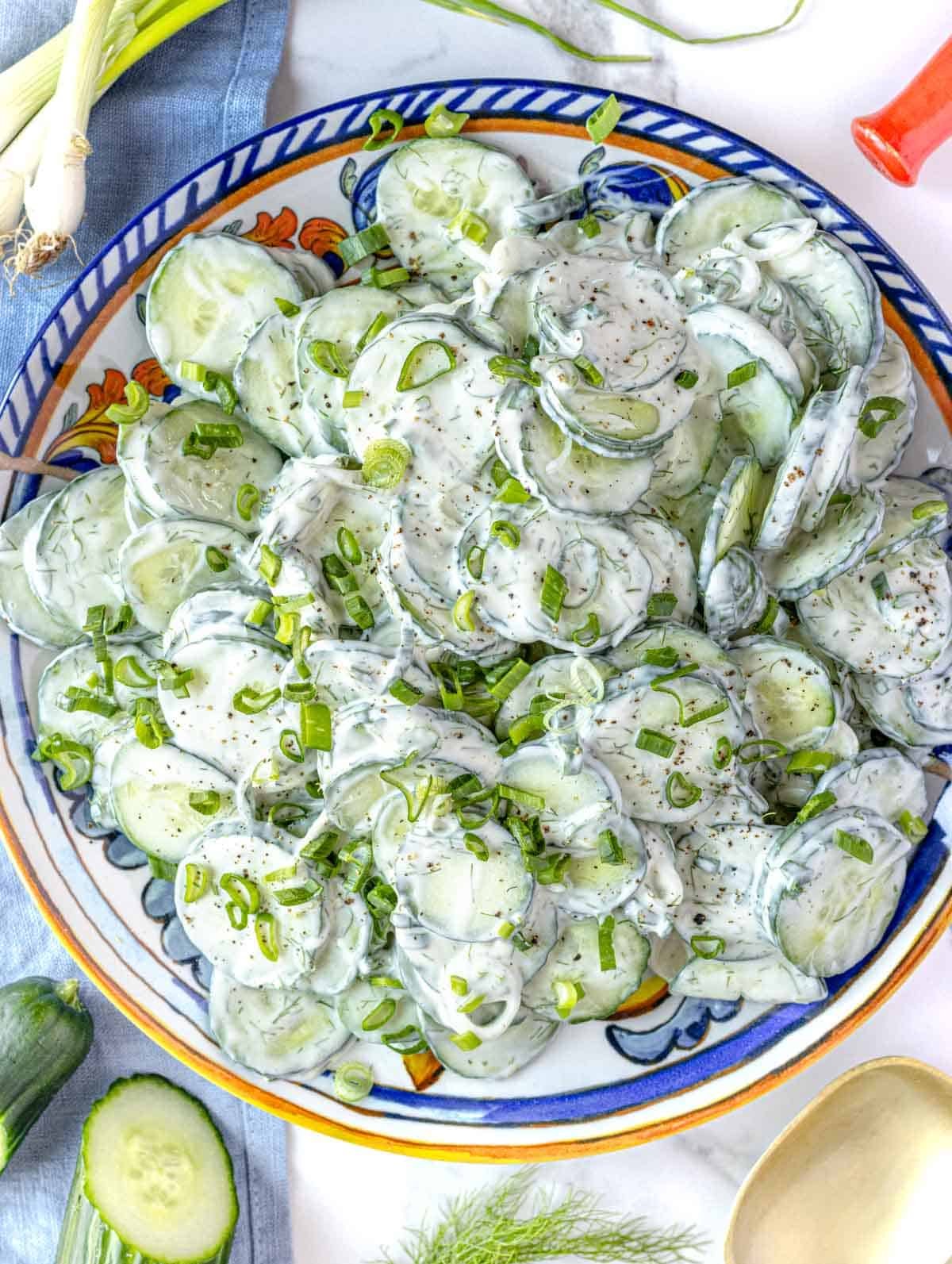 Creamy cucumber salad.