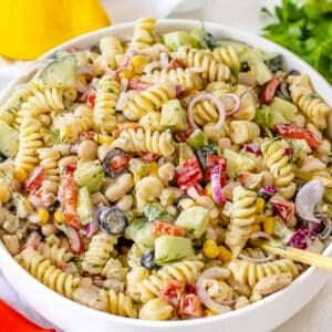 Creamy pasta salad recipe.