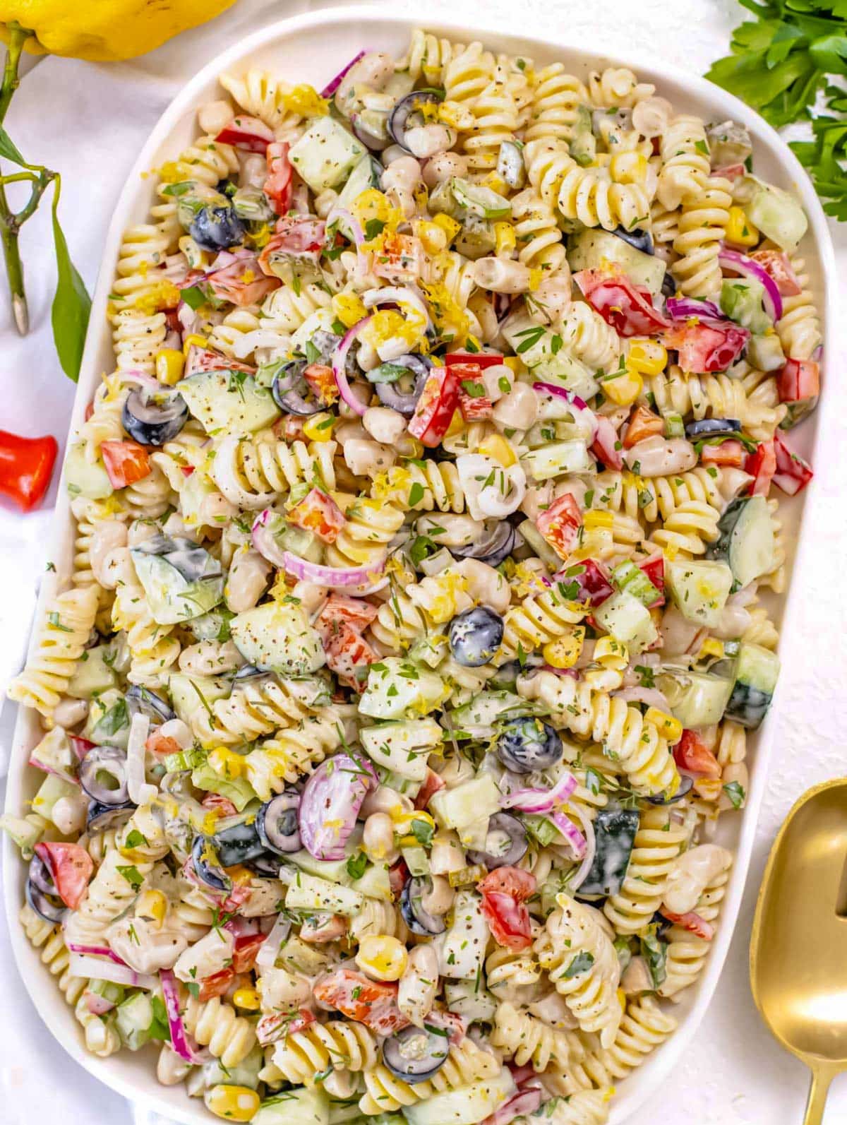 Creamy pasta salad.