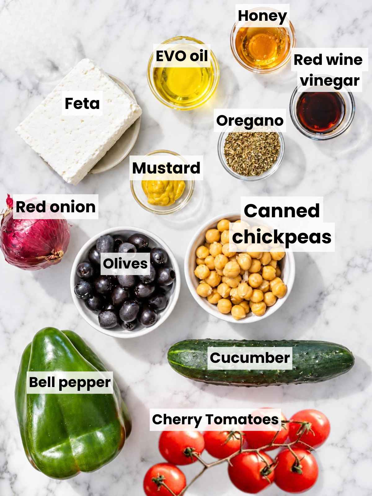 Greek chickpea salad ingredients