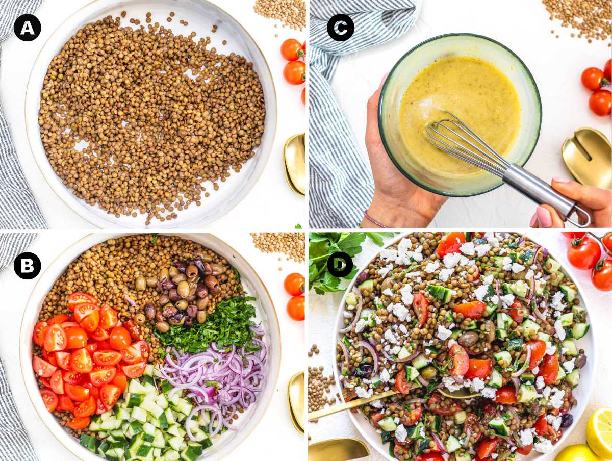How to make lentil salad in four simple steps.