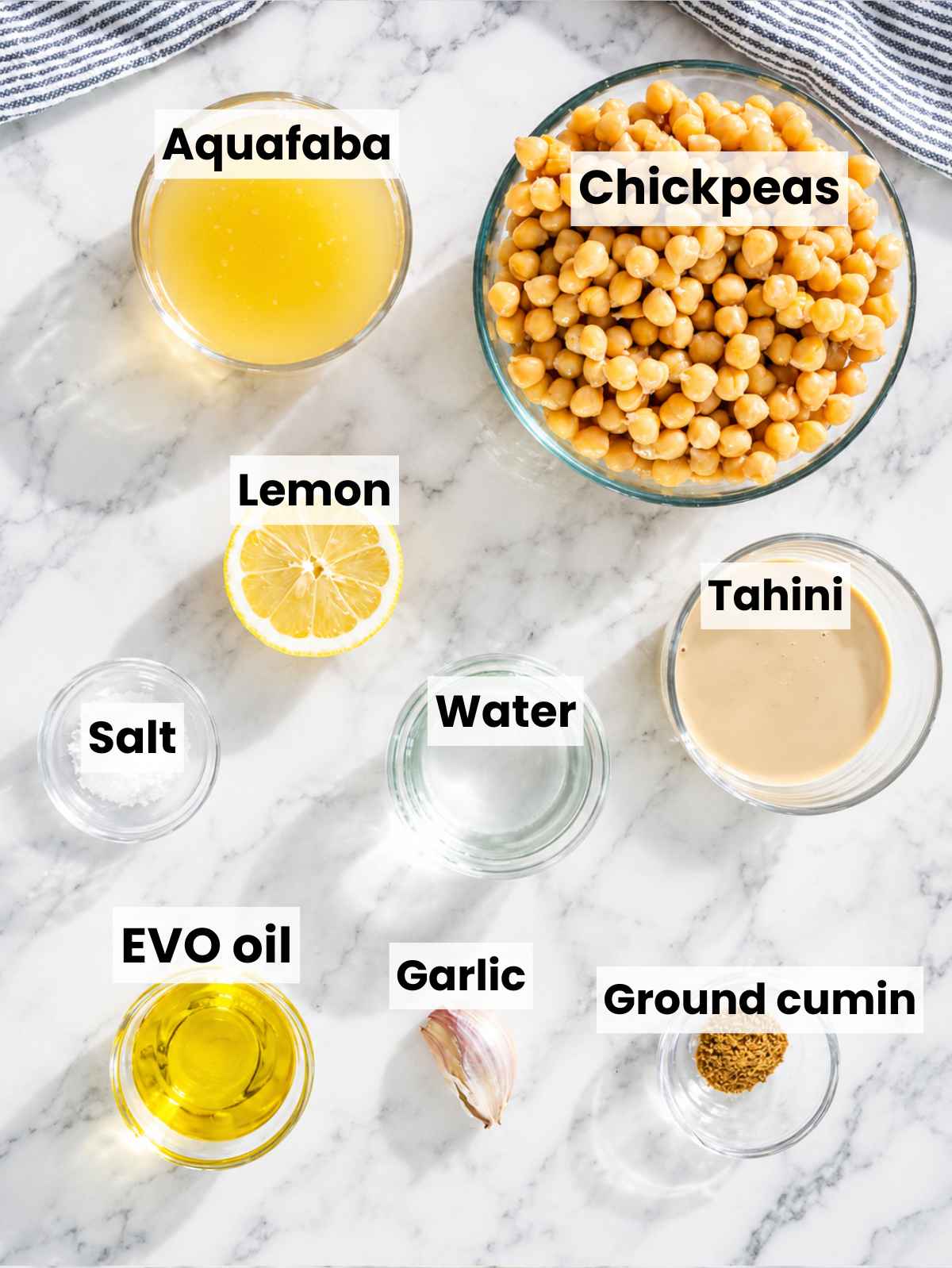 Ingredients for hummus on a table