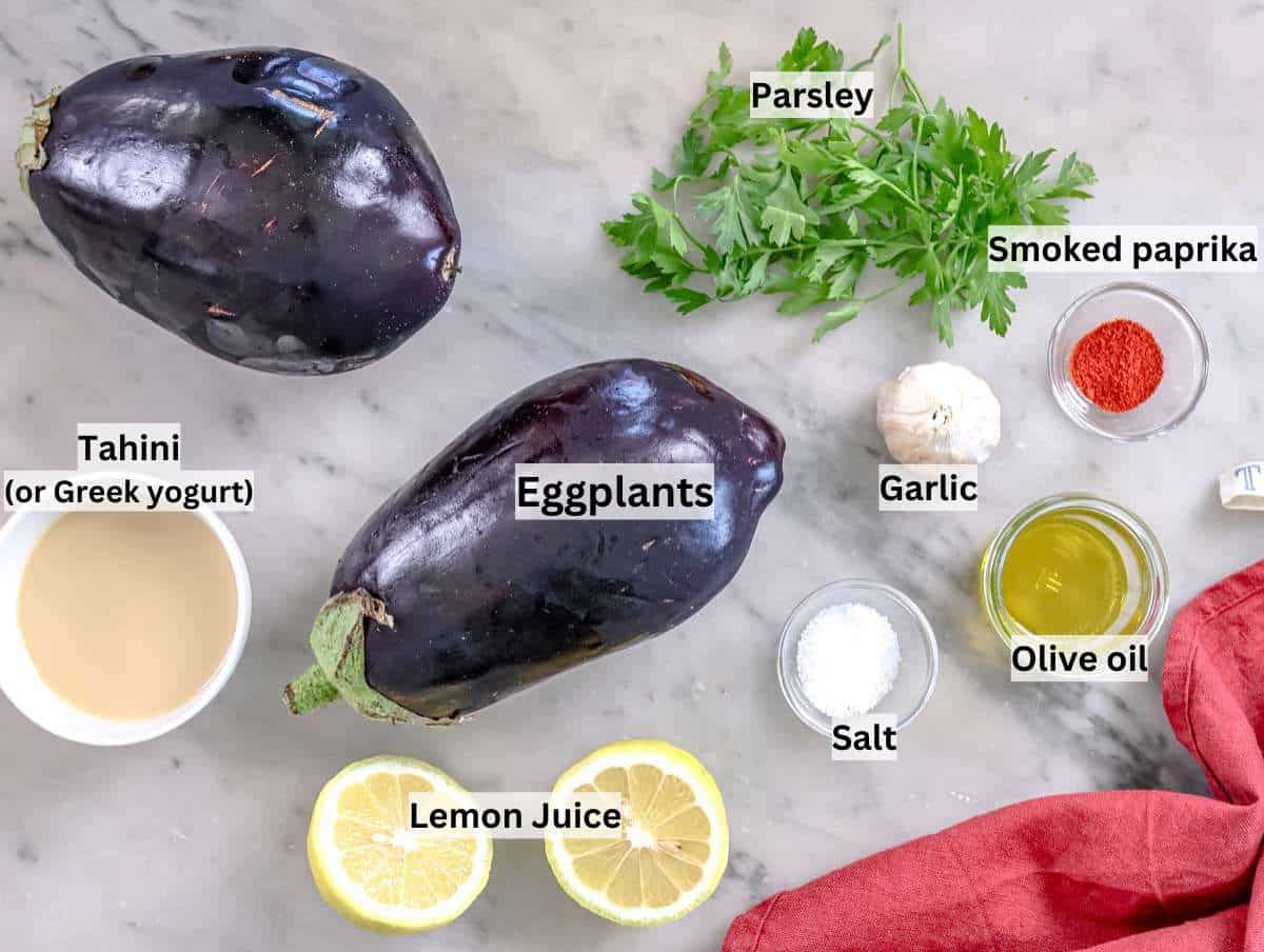 Ingredients for making baba ganoush.