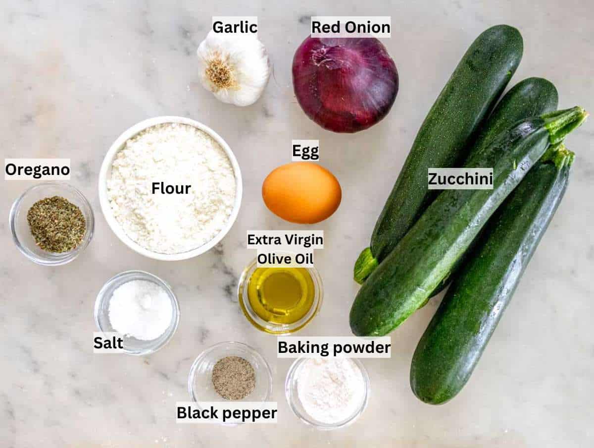 Ingredients picture for zucchini fritters