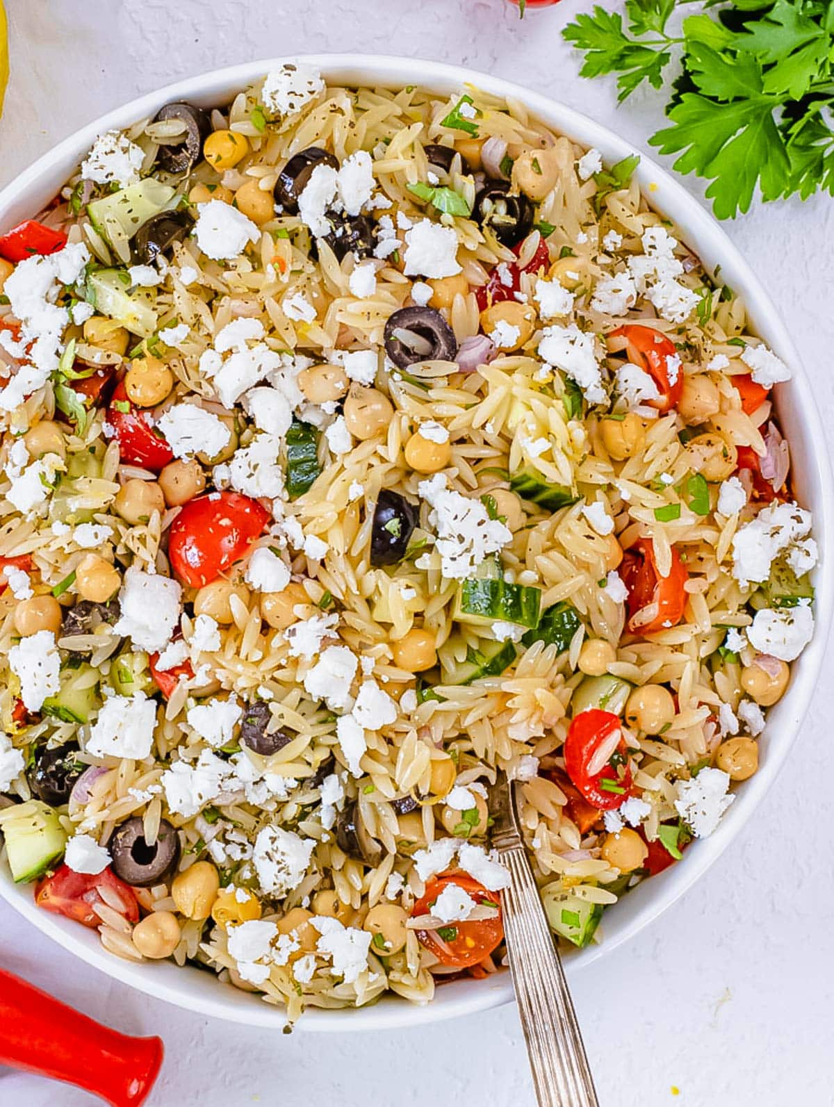 Orzo pasta salad.