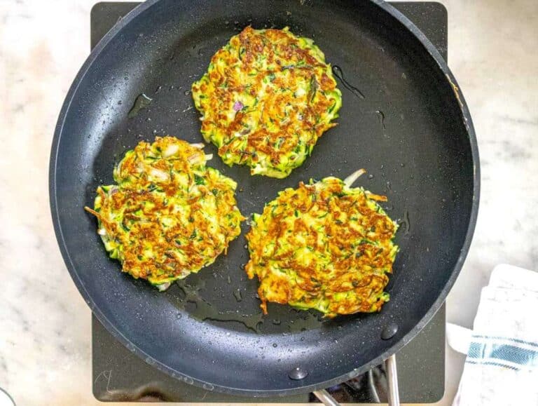 Step 4 Cooking the patties on a skillet with olive oil.