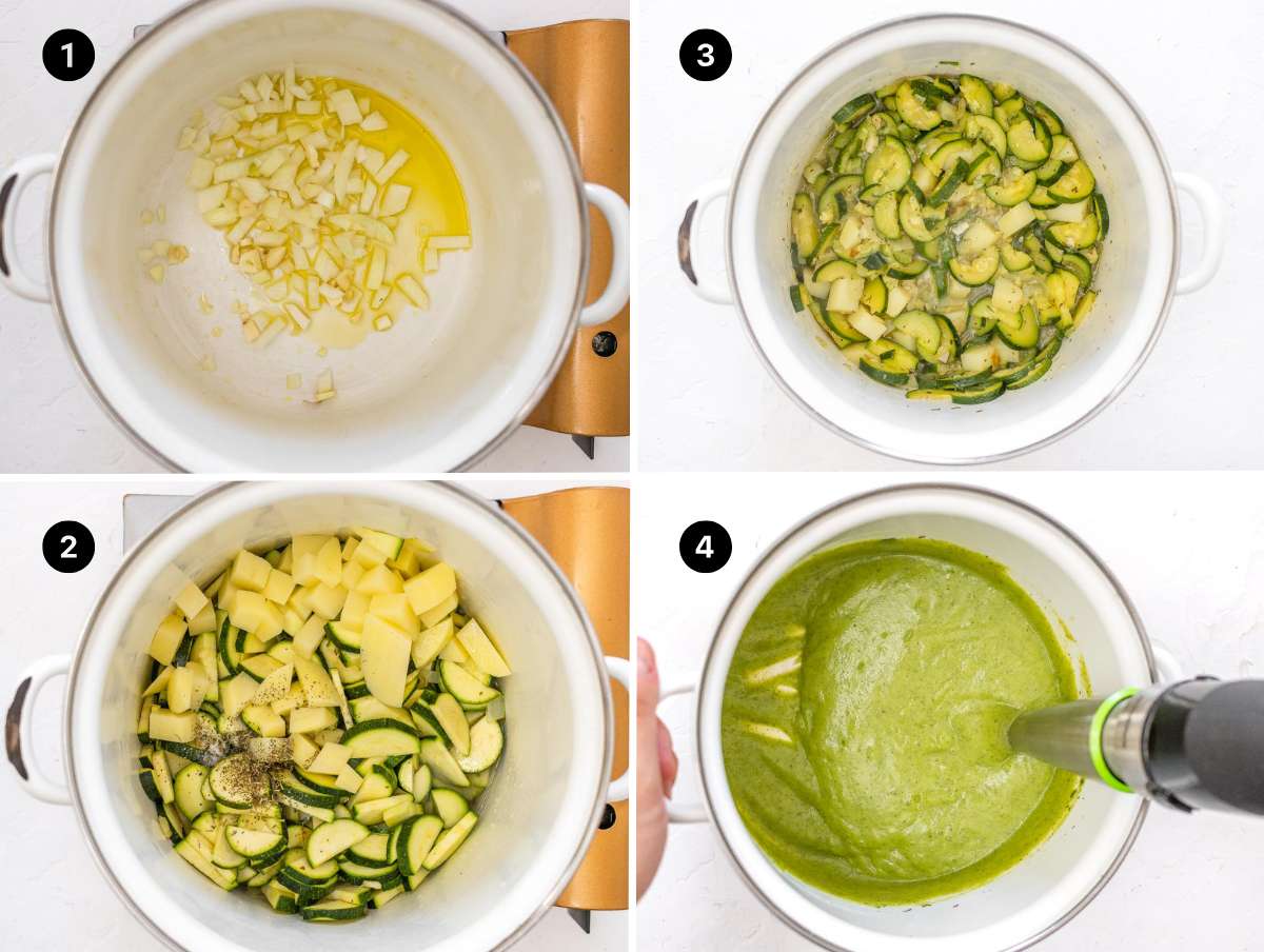 Step pictures for making zucchini soup