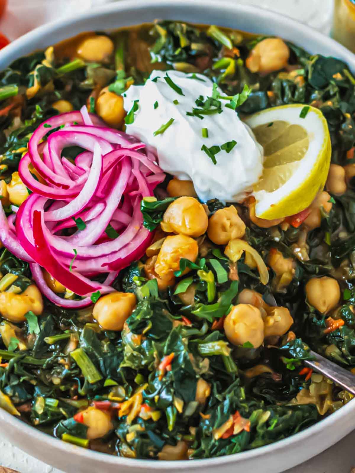 Chickpea spinach curry.