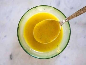 Honey mustard dressing in a bowl.