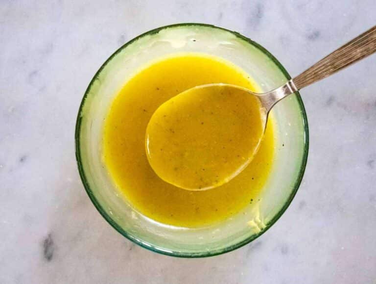Honey mustard dressing in a bowl.