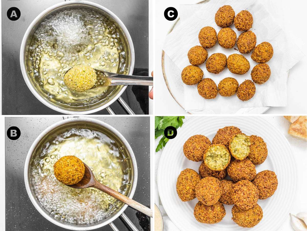 How to deep fry falafel in oil.