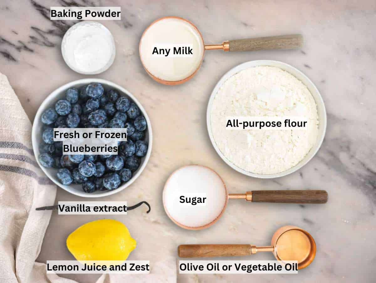 Ingredient picture for blueberry pound cake.