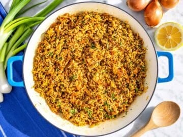 Step 3 Lentils and rice tossed with aromatic spices, herbs, and caramelized onions.