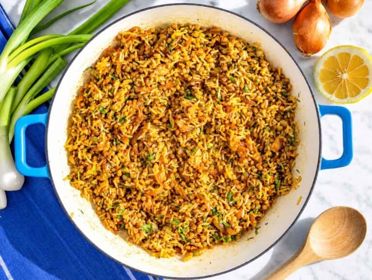 Step 3 Lentils and rice tossed with aromatic spices, herbs, and caramelized onions.