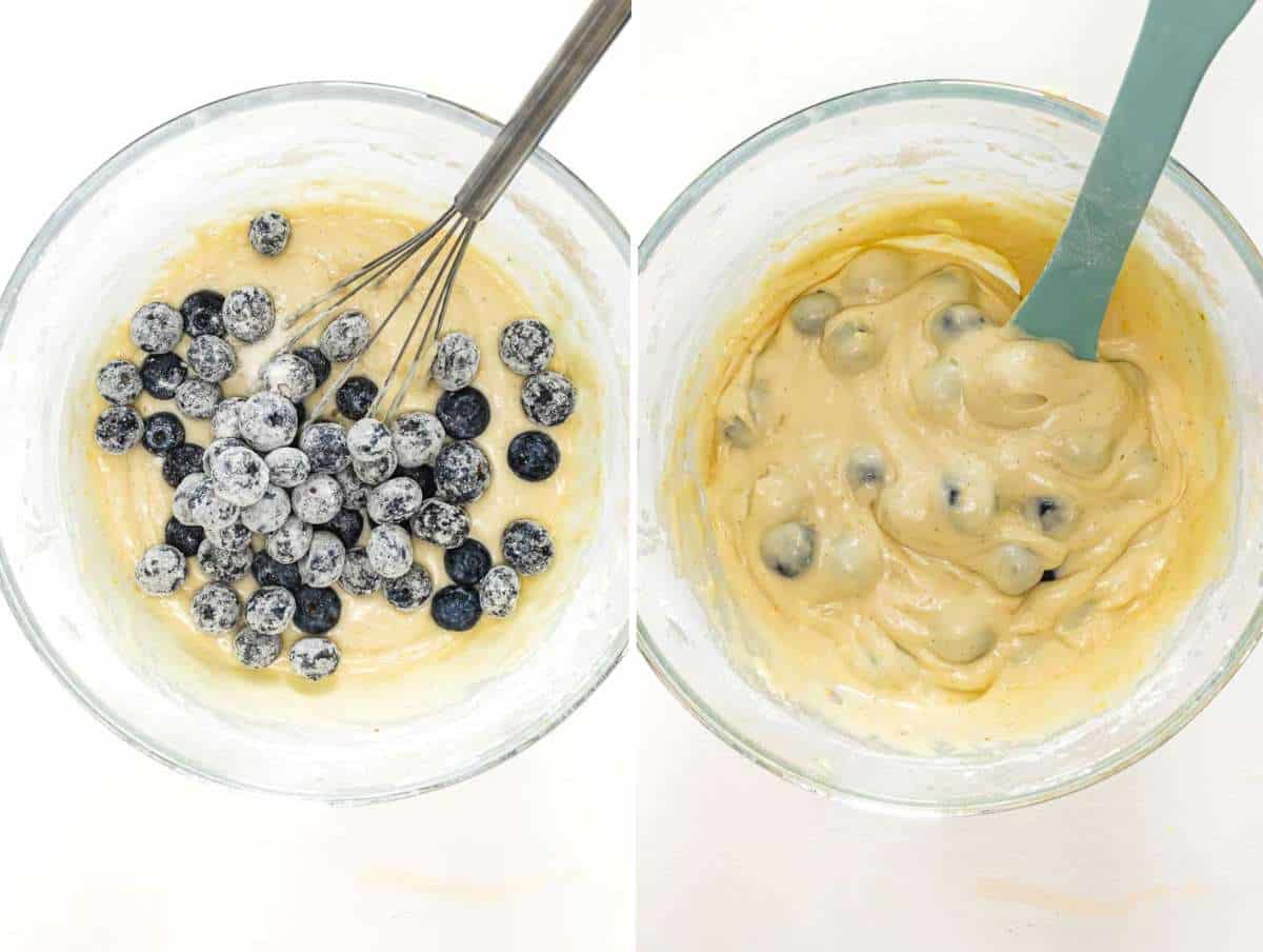 Step picture 4 Folding the blueberries into the batter.