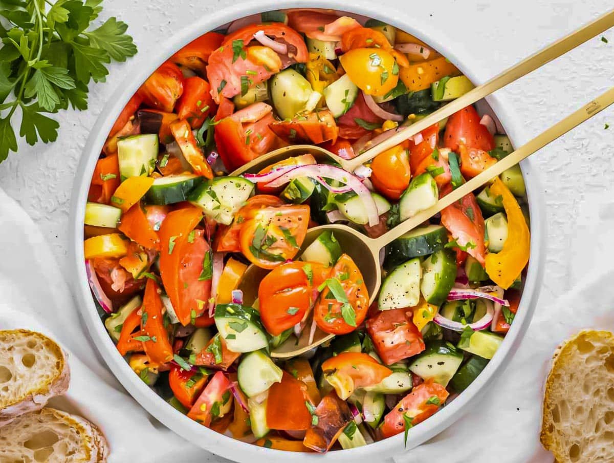 Tomato cucumber salad.