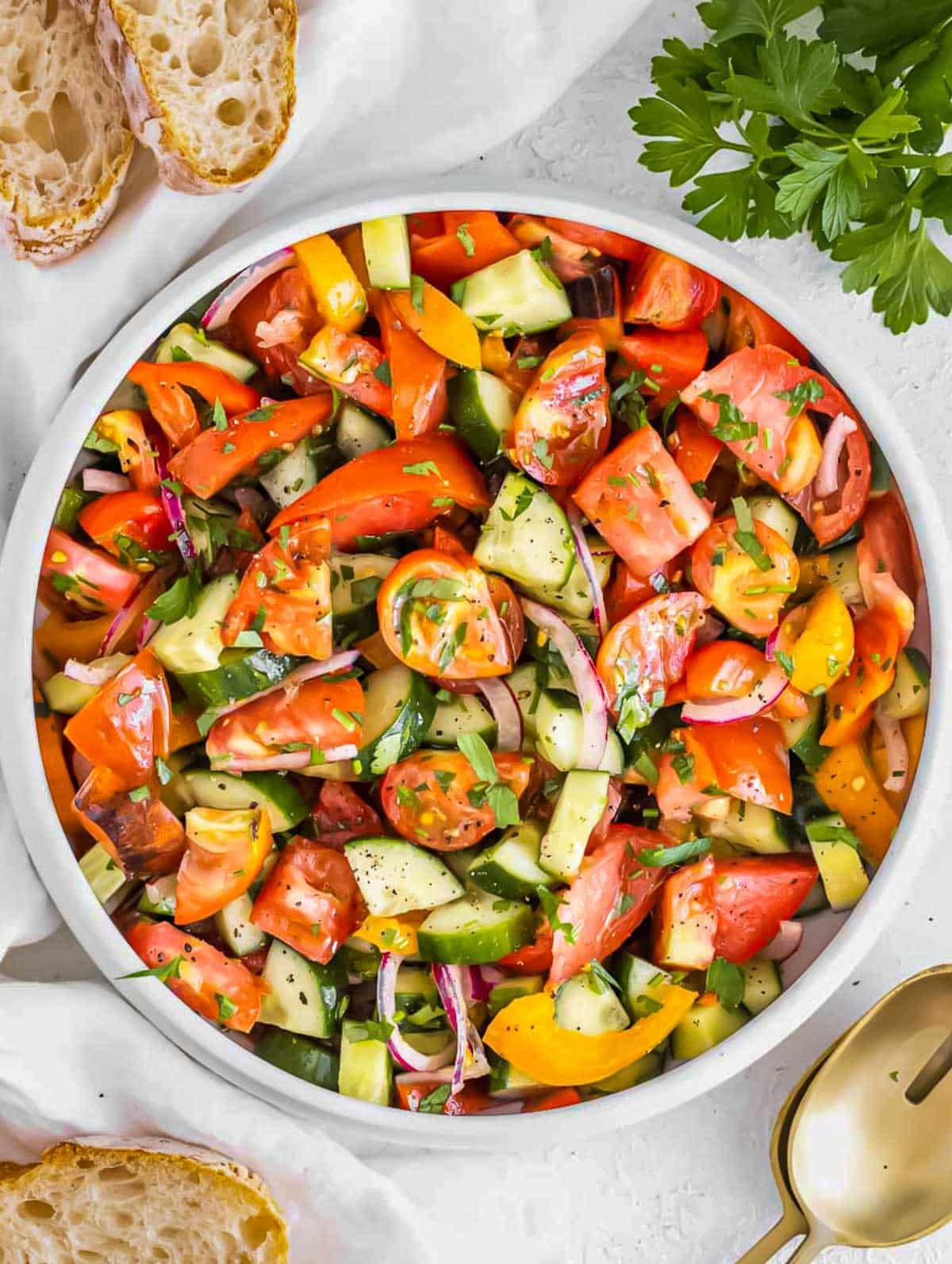 Tomato cucumber salad.