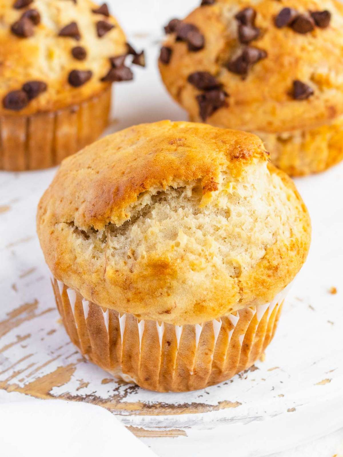 Vegan banana muffins close up.