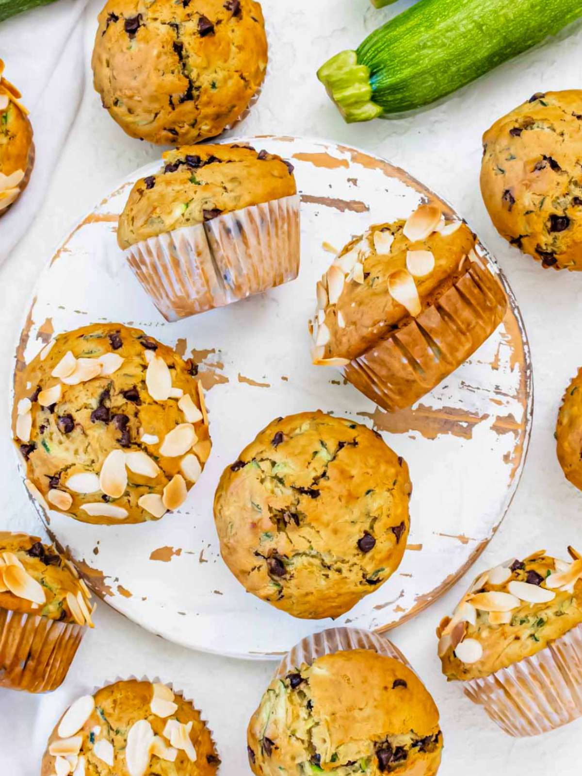 Zucchini muffins top down picture.
