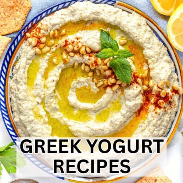 Recipes with Greek yogurt and eggplant dip.
