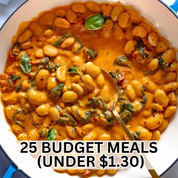 Healthy budget recipes with cost estimates.