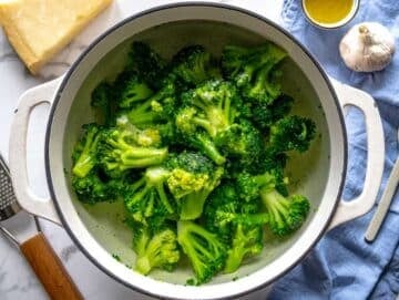 Step 1 Broccoli florets boiling in salted water until tender and bright green.
