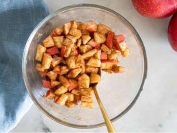 Step 1 Diced apple mixed with cinnamon sugar in small bowl.