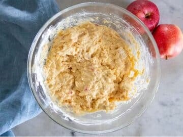 Step 3 Dry ingredients folded gently into apple muffin mixture.