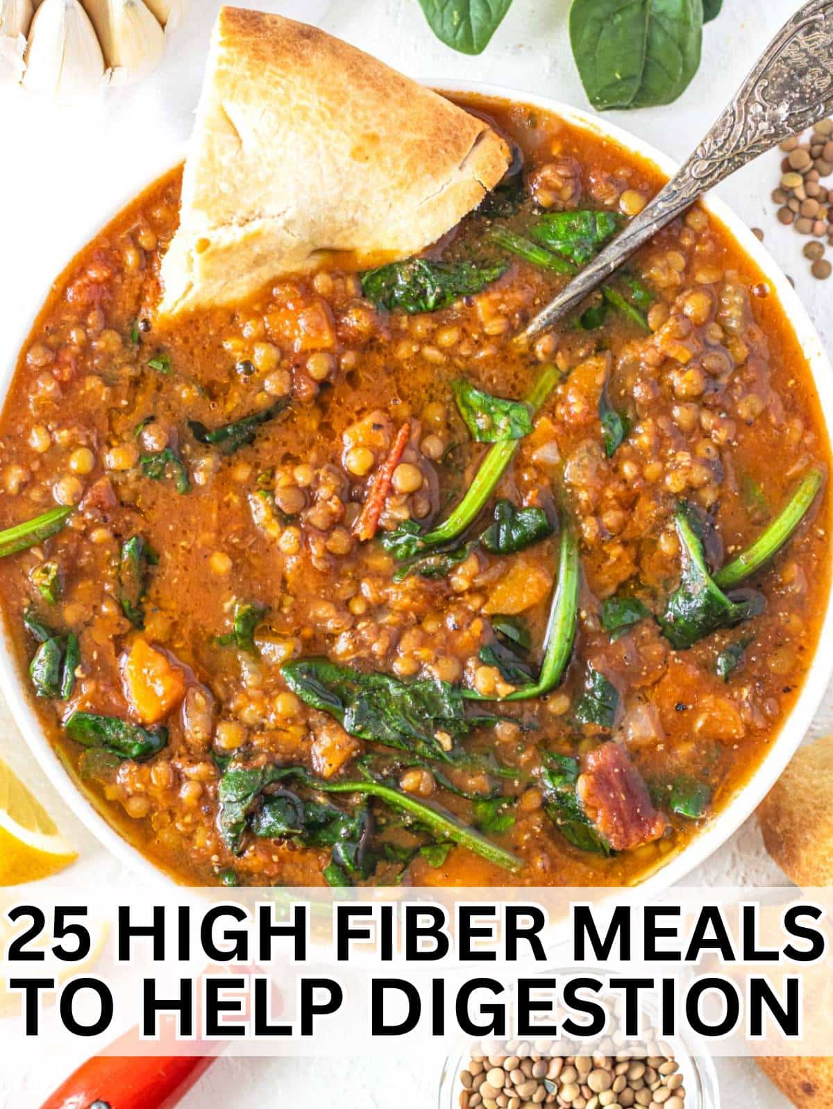 Top down view of high fiber meals for better digestion.