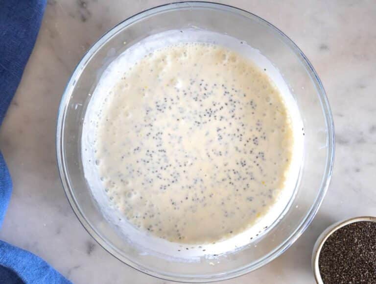 Step 2 Stirring chia seeds into creamy yogurt mixture before chilling for overnight breakfast.