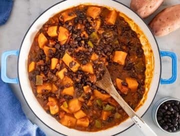 Step 3 image – Simmering the chili until sweet potatoes are tender and flavors combine.