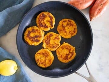 Step 3 – Cooking patties in a skillet until golden and crispy on both sides.