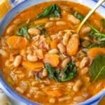 Feature image healthy Greek bean stew with rice cozy Mediterranean comfort meal.