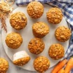 Healthy carrot muffins arranged on table for an easy clean eating breakfast.