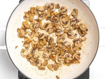 Step 2 sautéing sliced mushrooms until golden and fragrant in large skillet.