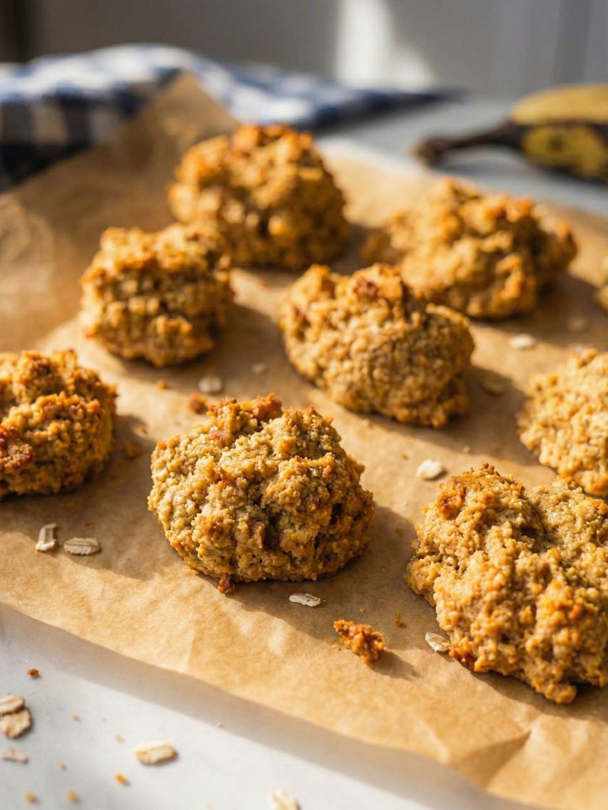 Soft healthy banana cookies made without oil perfect for breakfast snacks and lighter desserts.