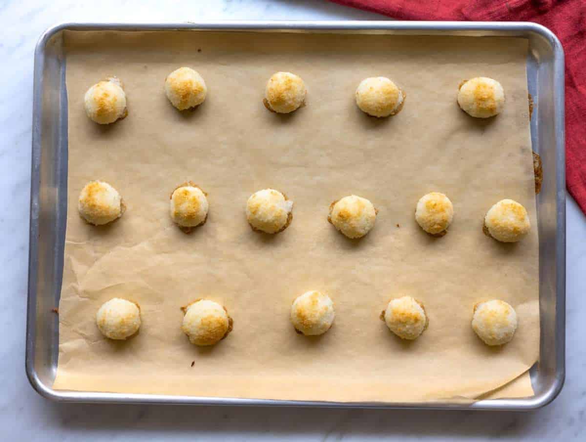 Step 3 Baking coconut macaroons until lightly golden in oven.
