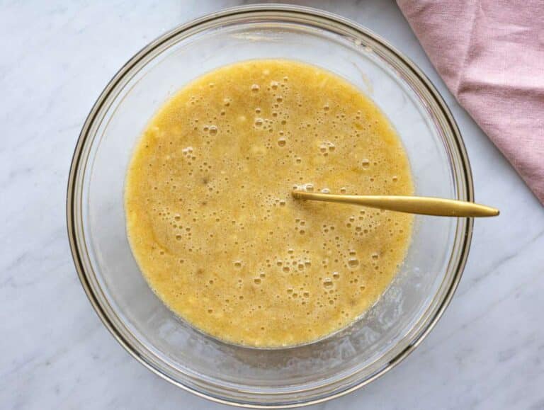 Step 1 Mashed ripe bananas mixed with oil sugar egg and vanilla in a large bowl.