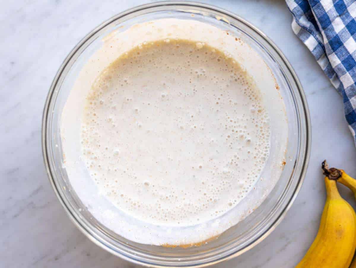 Step 2 Yogurt milk banana and cinnamon whisked together until creamy and blended.