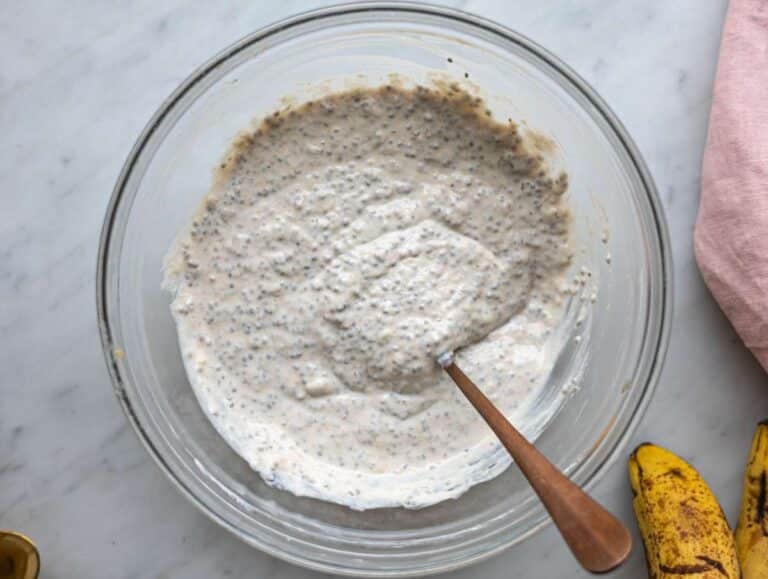 Step 3 banana chia pudding mixture after chillin in the fridge for 4 hours.