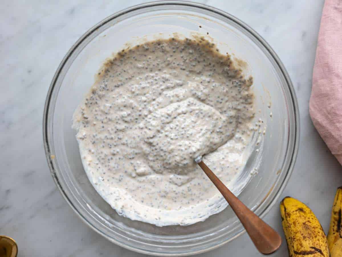 Step 3 banana chia pudding mixture after chillin in the fridge for 4 hours.