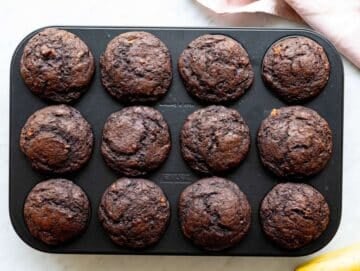 Step 4 Bakes banana chocolate muffins cooling down in muffin pan.