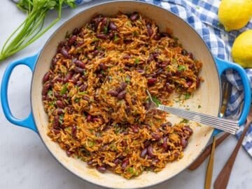 Step 4 Finished beans and rice topped with parsley and fresh lemon juice