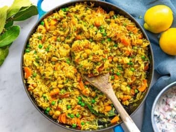 Step 5 Cooked rice added to the skillet and gently folded with vegetables.