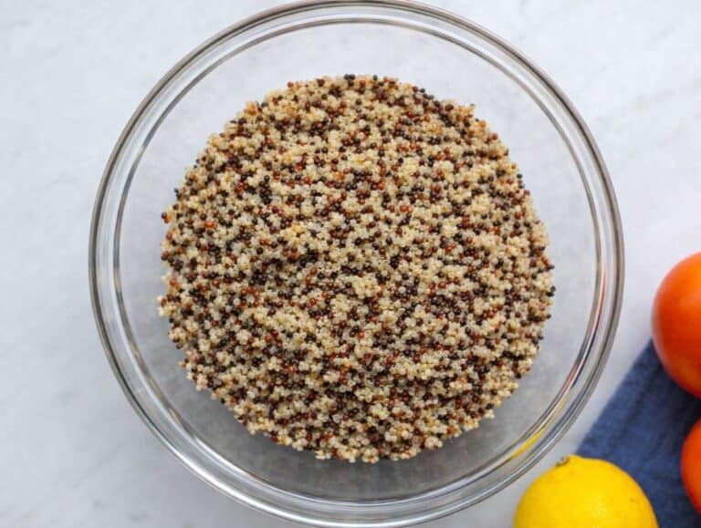 Step 1 Store-bought steamed quinoa in a large mixing bowl.