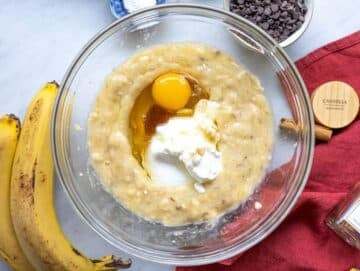 Step 2 Banana mixture with egg yogurt honey and vanilla whisked until creamy.