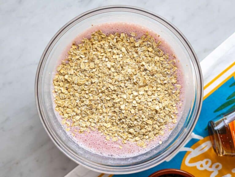 Step 2 Rolled oats added to the strawberry mixture.