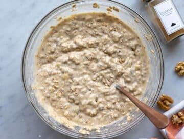 Step 3 Oats flour and spices stirred into banana batter until just combined.