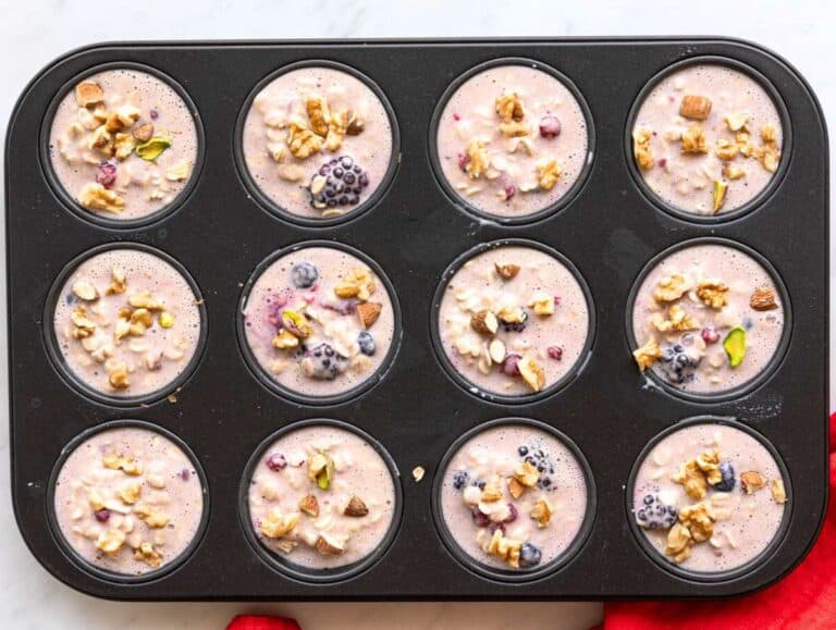 Step 4 Batter spooned evenly into greased muffin pan wells.