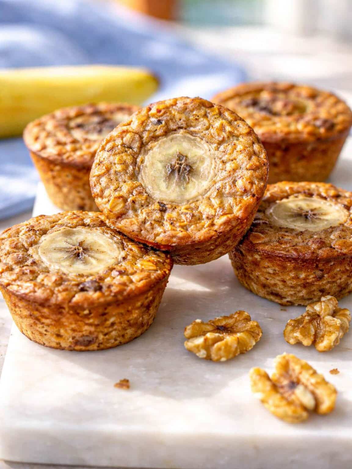 Banana Baked Oatmeal Cups With Greek Yogurt - The Plant Based School